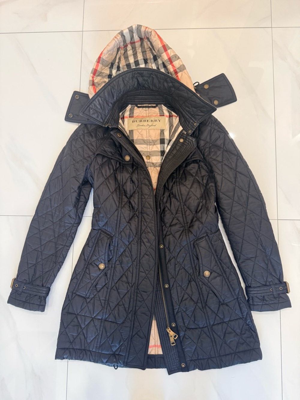 Burberry London finsbridge Women's Quilted Hooded Coat